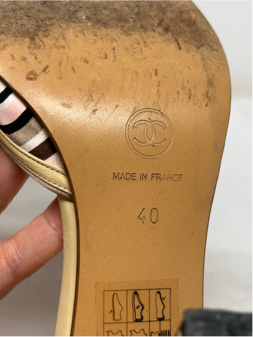 Chanel Vintage Beige T-Strap D’Orsay Pumps Geometric Toe Cap Size 40 - Picture 11 of 11
